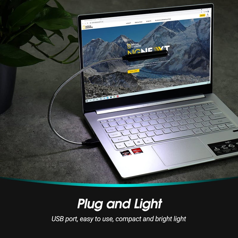 Daffodil USB LED Light - 8 Super Bright LED Reading Lamp - No Batteries Needed - PC & Mac Compatible (ULT05 Black) - Image 2